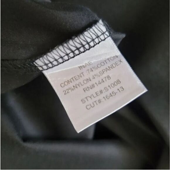 INAE Collection Handkerchief Hem Button Down Roll Tab Sleeve Tunic Top in Black - Picture 7 of 10